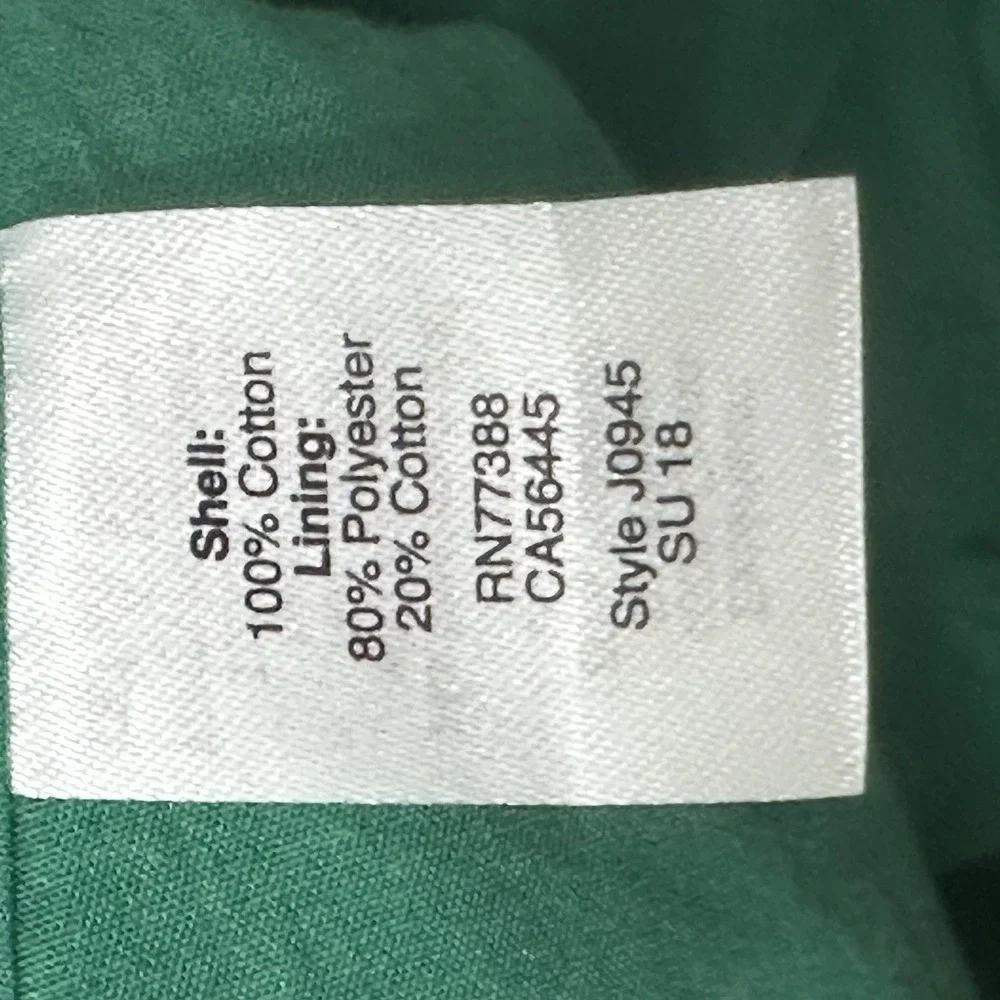 J. Crew Kelly Green Eyelet Sleeveless Cotton Midi‎ Shirt Dress Womens L